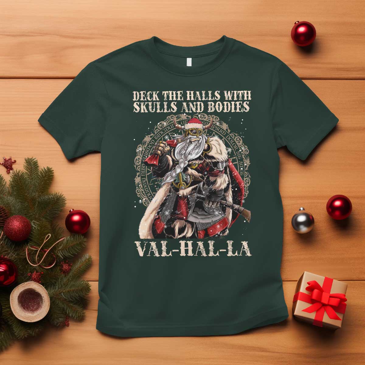 viking-christmas-t-shirt-deck-the-halls-with-skulls-and-bodies-valhalla