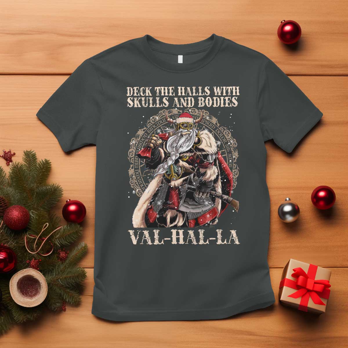 viking-christmas-t-shirt-deck-the-halls-with-skulls-and-bodies-valhalla