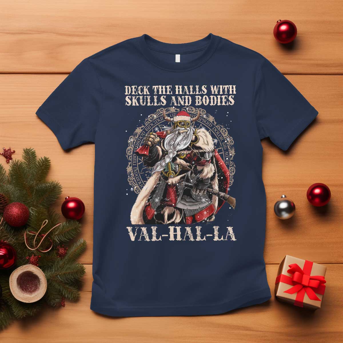 viking-christmas-t-shirt-deck-the-halls-with-skulls-and-bodies-valhalla
