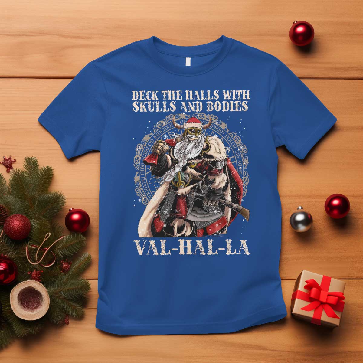 viking-christmas-t-shirt-deck-the-halls-with-skulls-and-bodies-valhalla