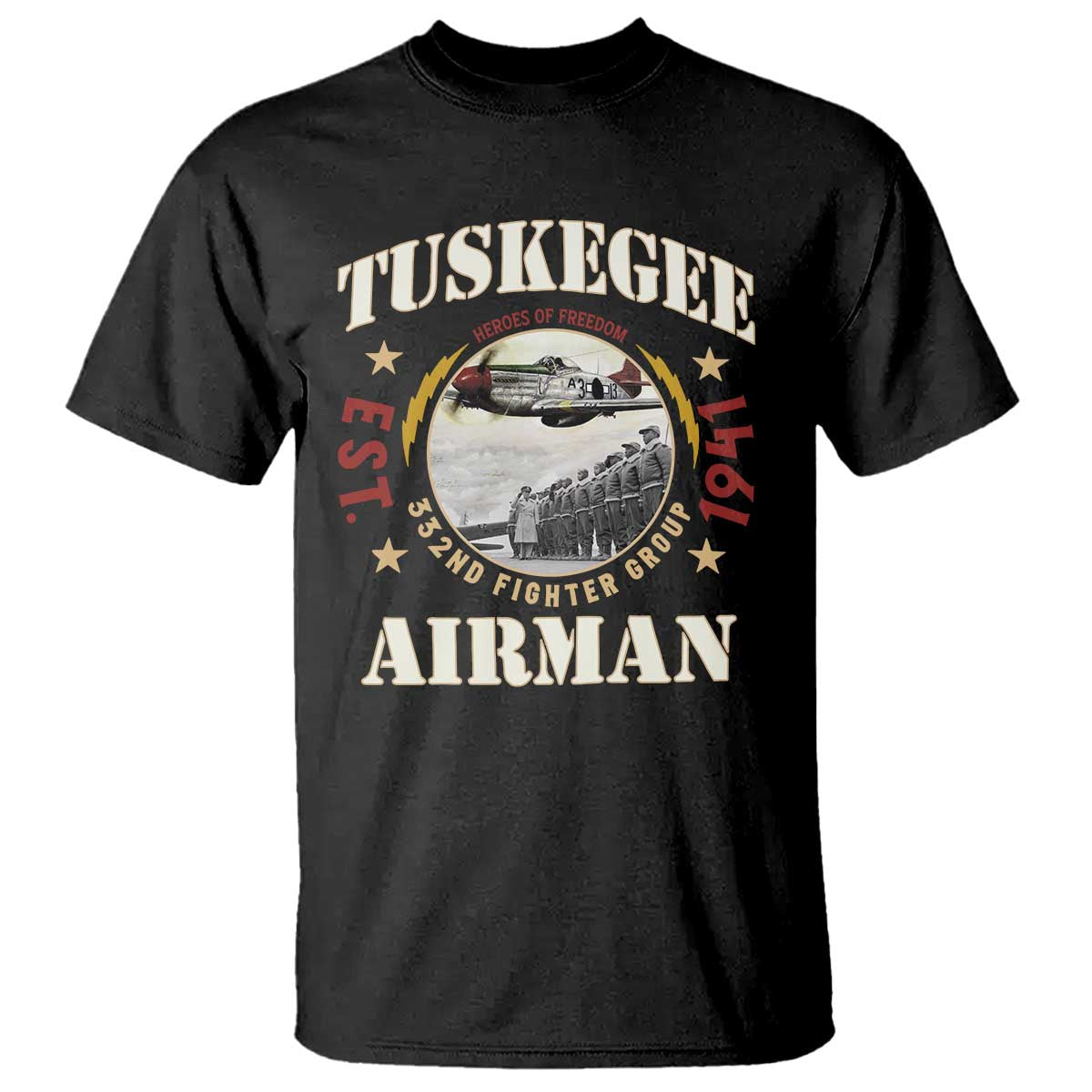 tuskegee-airman-t-shirt-heroes-of-freedom-332nd-fighter-group-est-1941