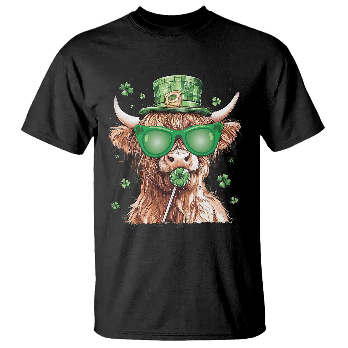 funny-st-patricks-day-highland-cow-shamrock-t-shirt