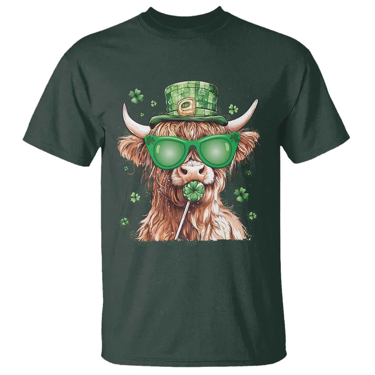 funny-st-patricks-day-highland-cow-shamrock-t-shirt