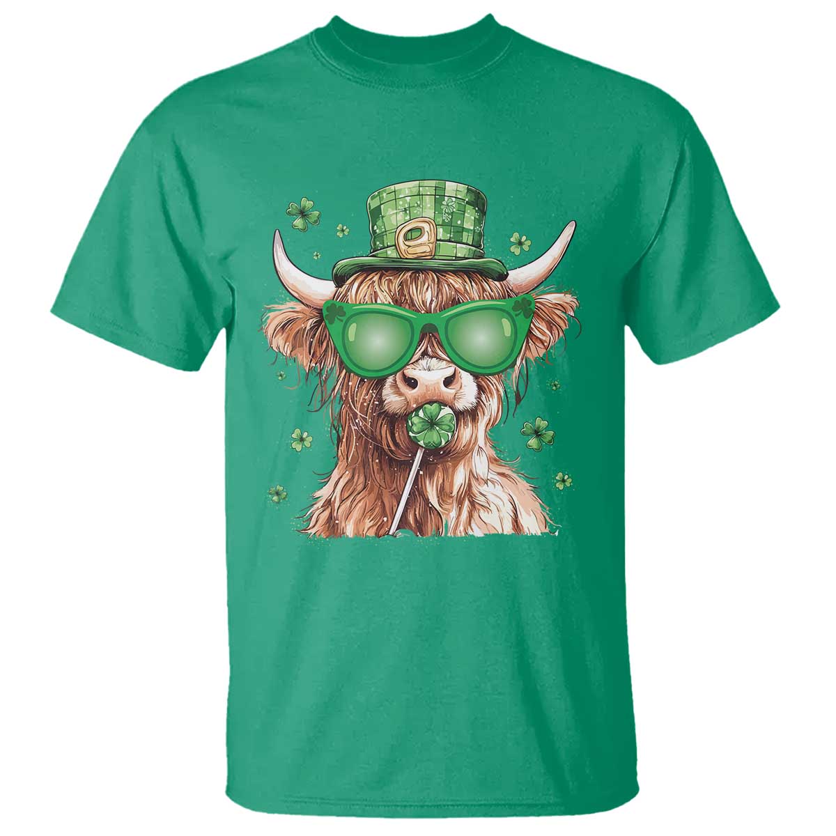 funny-st-patricks-day-highland-cow-shamrock-t-shirt