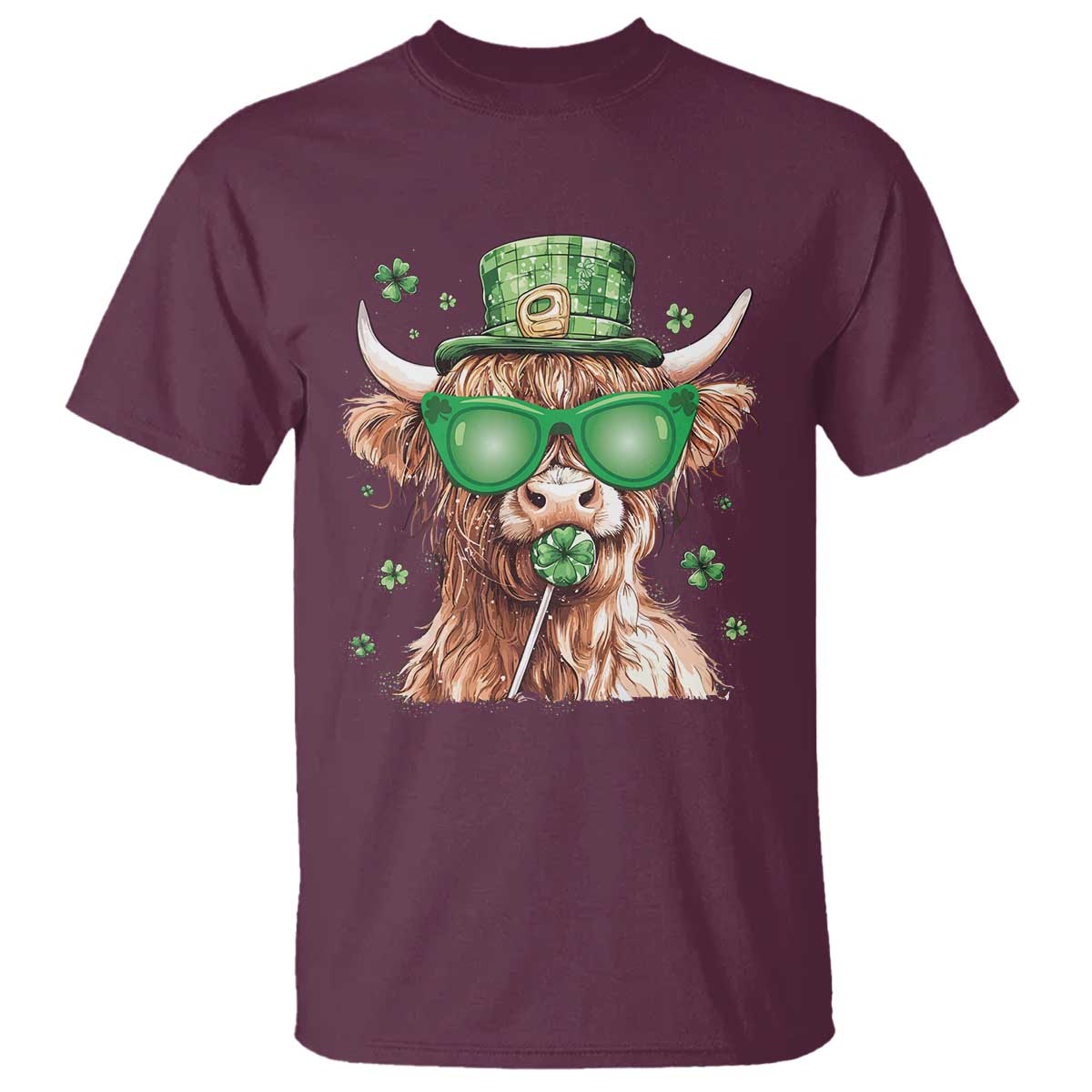 funny-st-patricks-day-highland-cow-shamrock-t-shirt