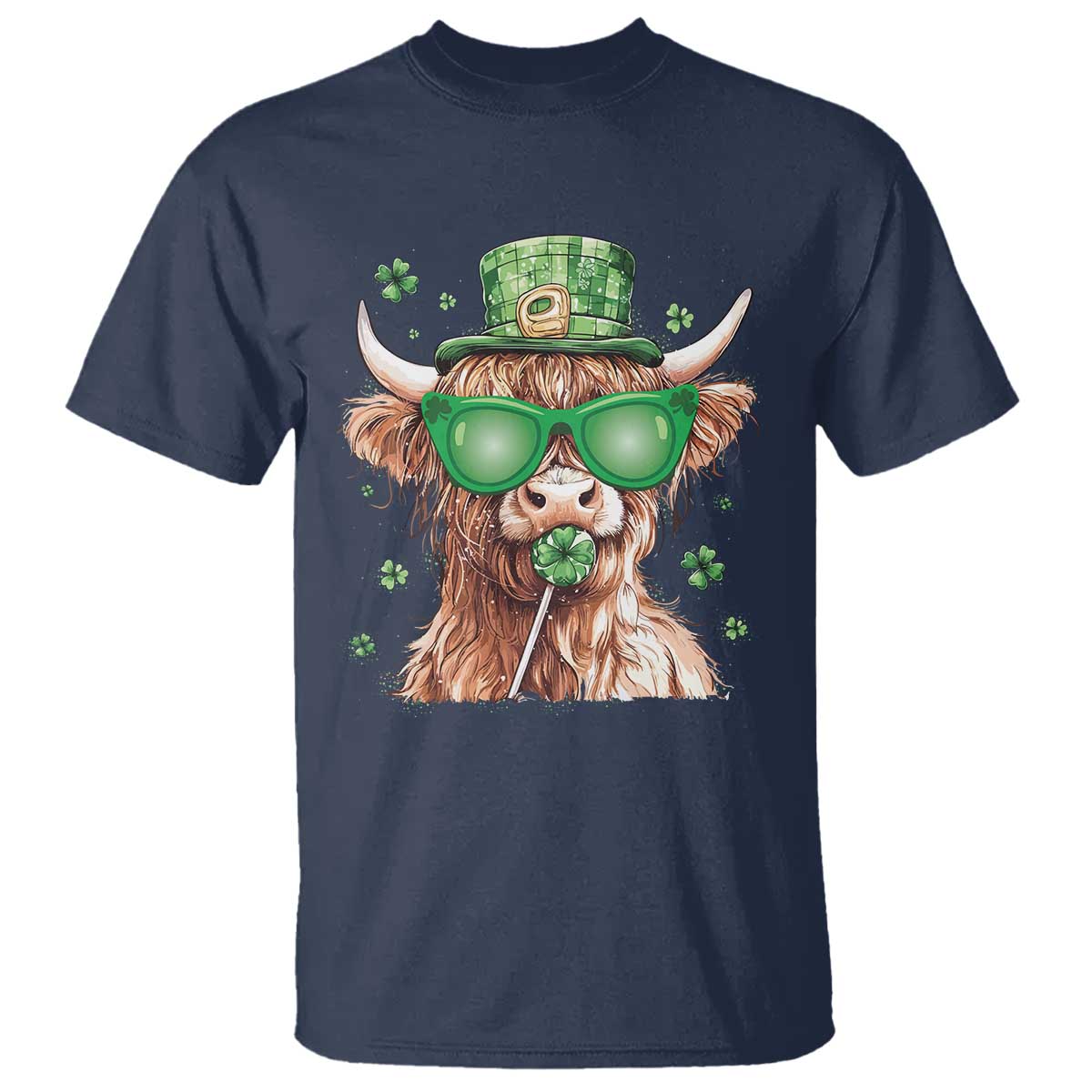 funny-st-patricks-day-highland-cow-shamrock-t-shirt