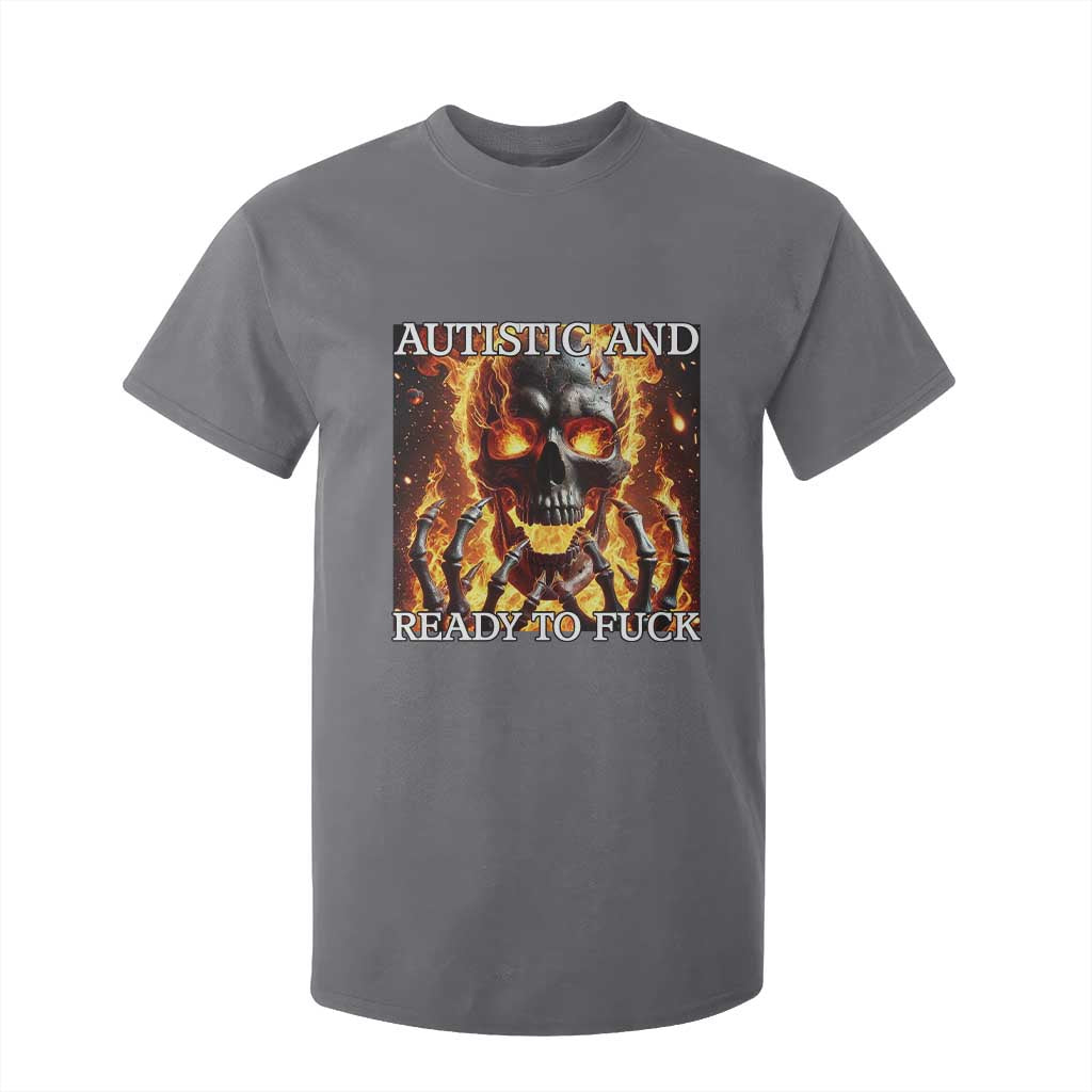 Funny Autistic Fire Skeleton T Shirt For Kid Autism Humor Joke