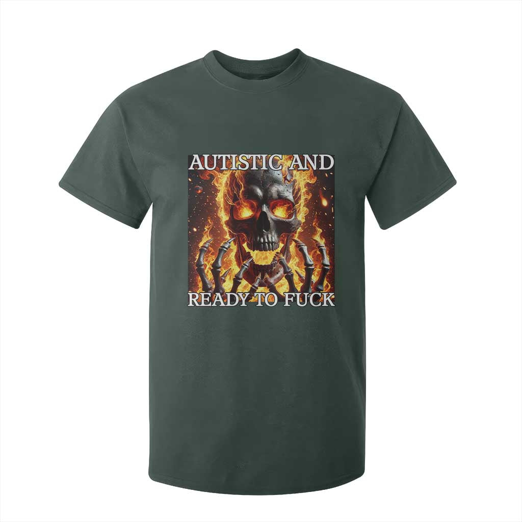 Funny Autistic Fire Skeleton T Shirt For Kid Autism Humor Joke