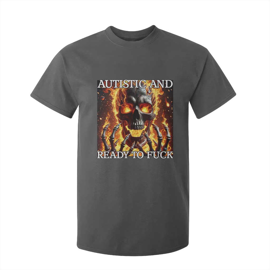 Funny Autistic Fire Skeleton T Shirt For Kid Autism Humor Joke