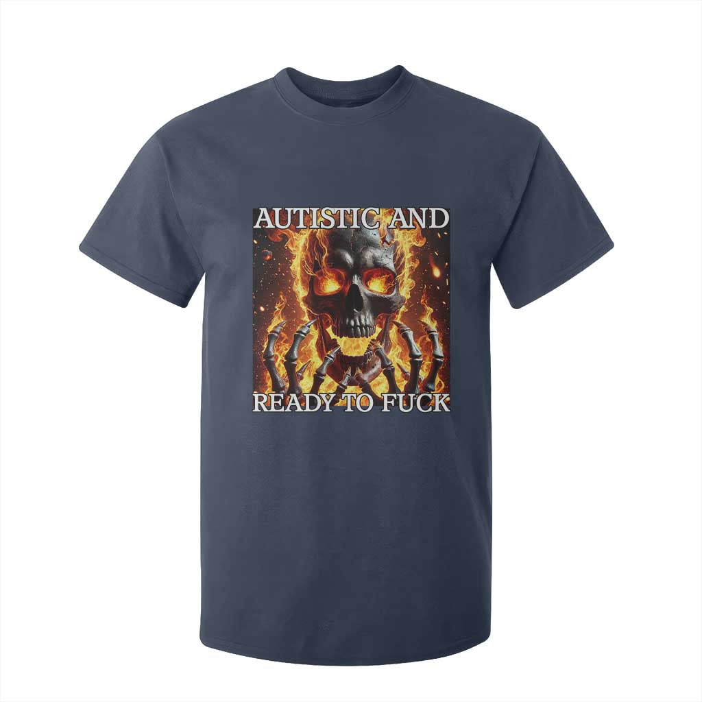 Funny Autistic Fire Skeleton T Shirt For Kid Autism Humor Joke
