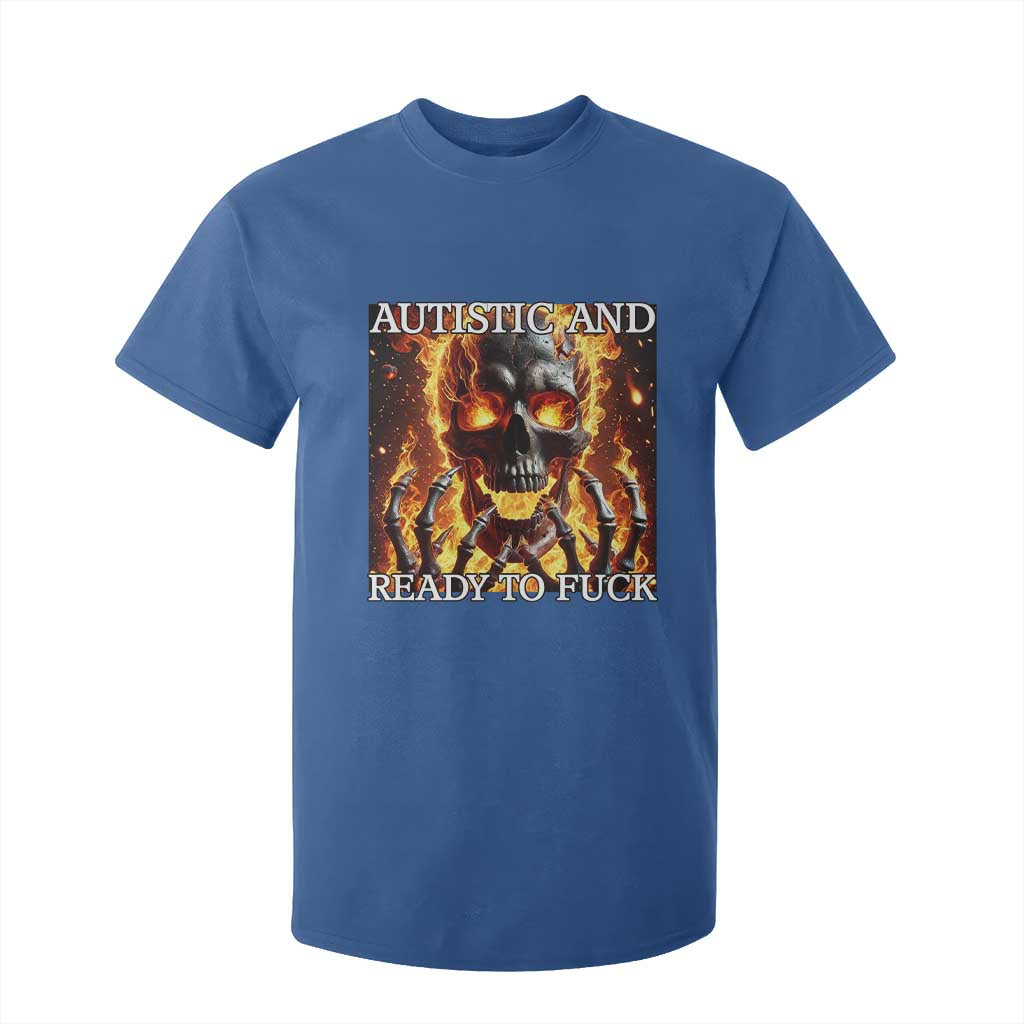 Funny Autistic Fire Skeleton T Shirt For Kid Autism Humor Joke