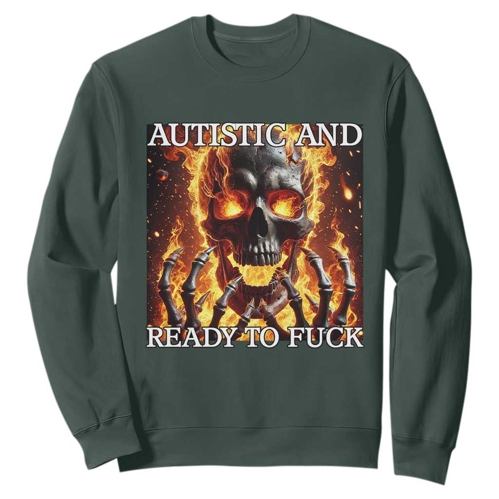 Funny Autistic Fire Skeleton Sweatshirt Autism Humor Joke