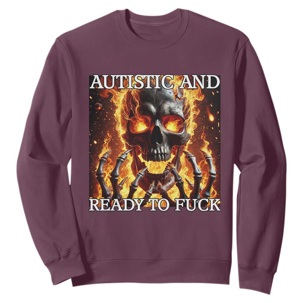 Funny Autistic Fire Skeleton Sweatshirt Autism Humor Joke