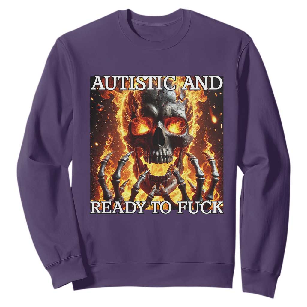 Funny Autistic Fire Skeleton Sweatshirt Autism Humor Joke