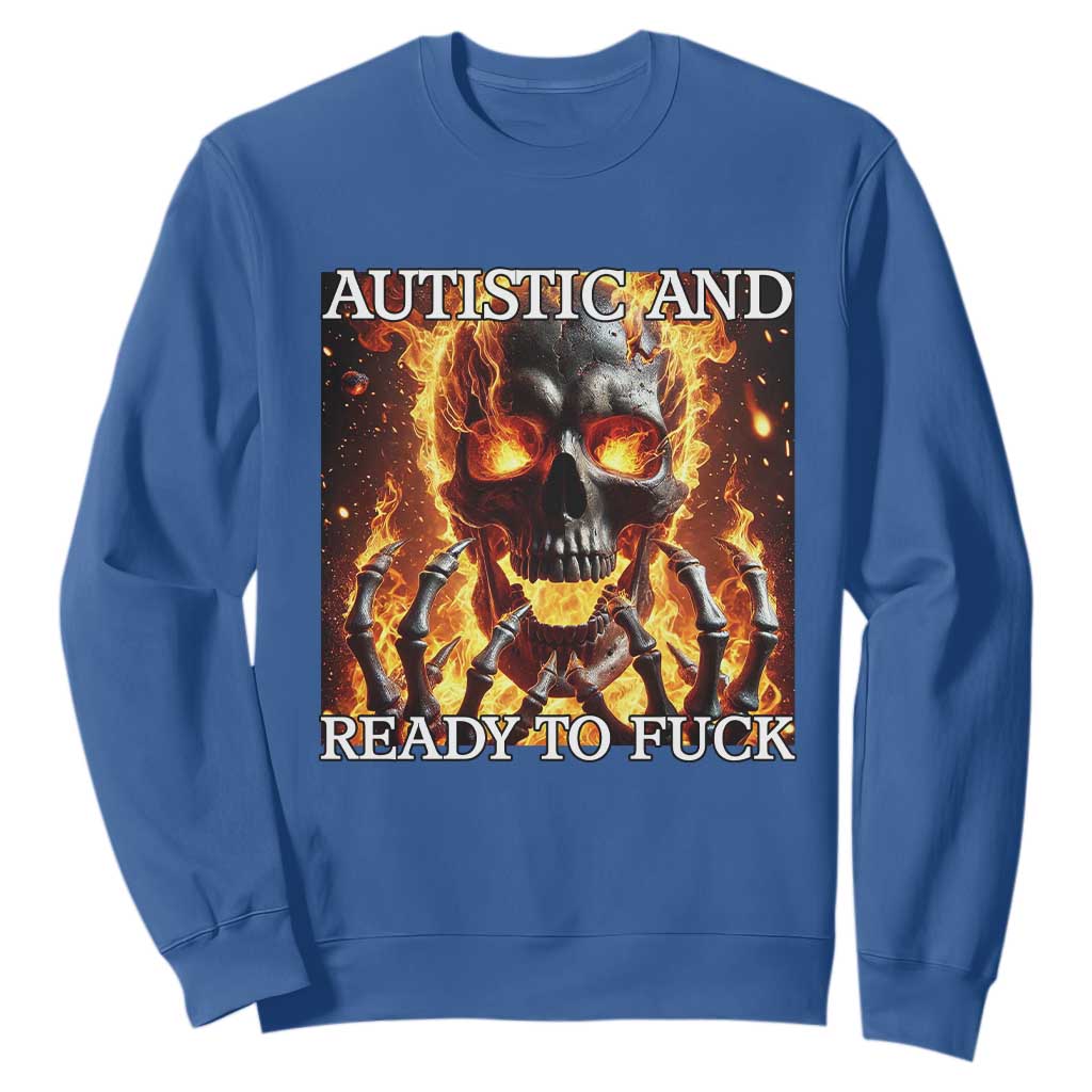 Funny Autistic Fire Skeleton Sweatshirt Autism Humor Joke
