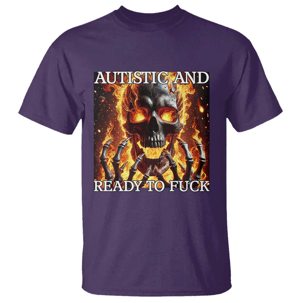 Funny Autistic Fire Skeleton T Shirt Autism Humor Joke