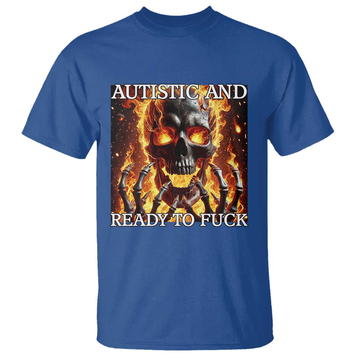 Funny Autistic Fire Skeleton T Shirt Autism Humor Joke
