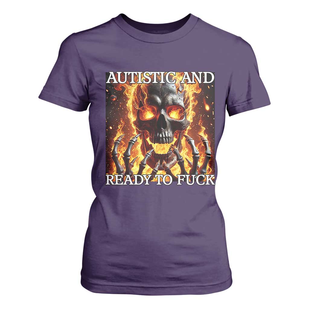 Funny Autistic Fire Skeleton T Shirt For Women Autism Humor Joke