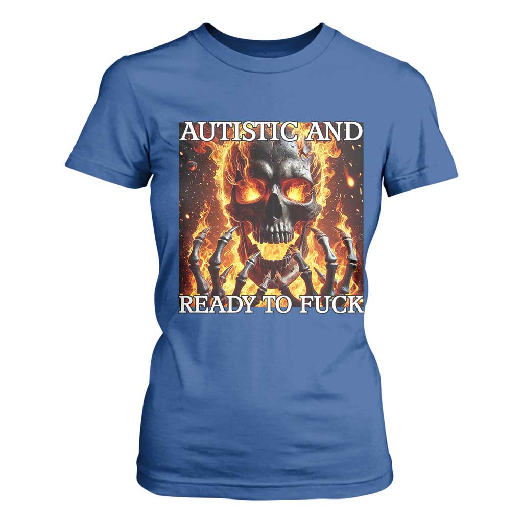 Funny Autistic Fire Skeleton T Shirt For Women Autism Humor Joke