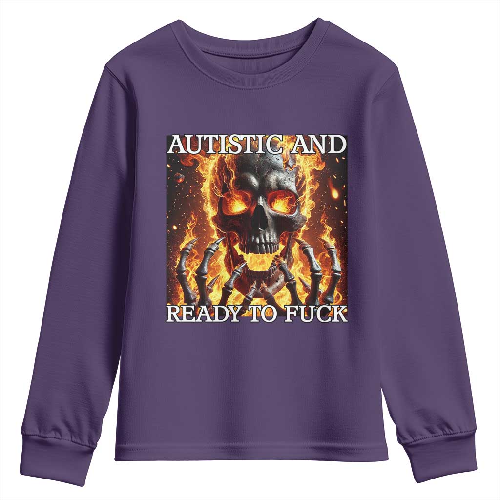 Funny Autistic Fire Skeleton Youth Sweatshirt Autism Humor Joke