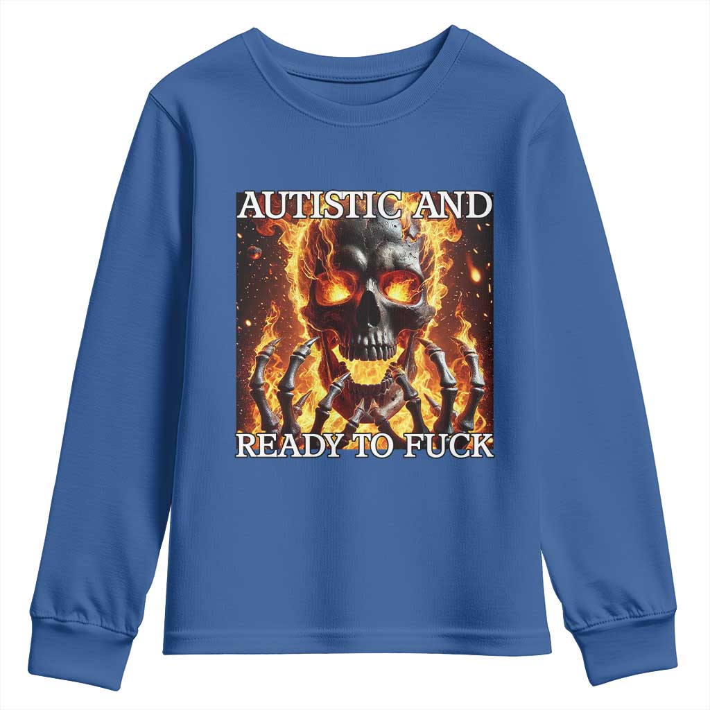 Funny Autistic Fire Skeleton Youth Sweatshirt Autism Humor Joke