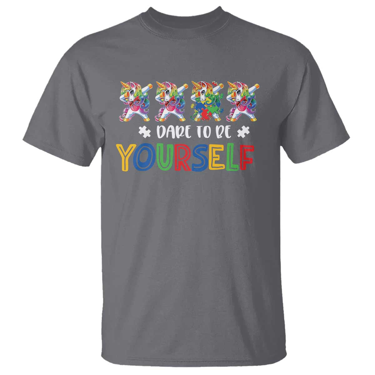 Funny Autism Support Dare To Be Yourself T Shirt Dabbing Unicorn