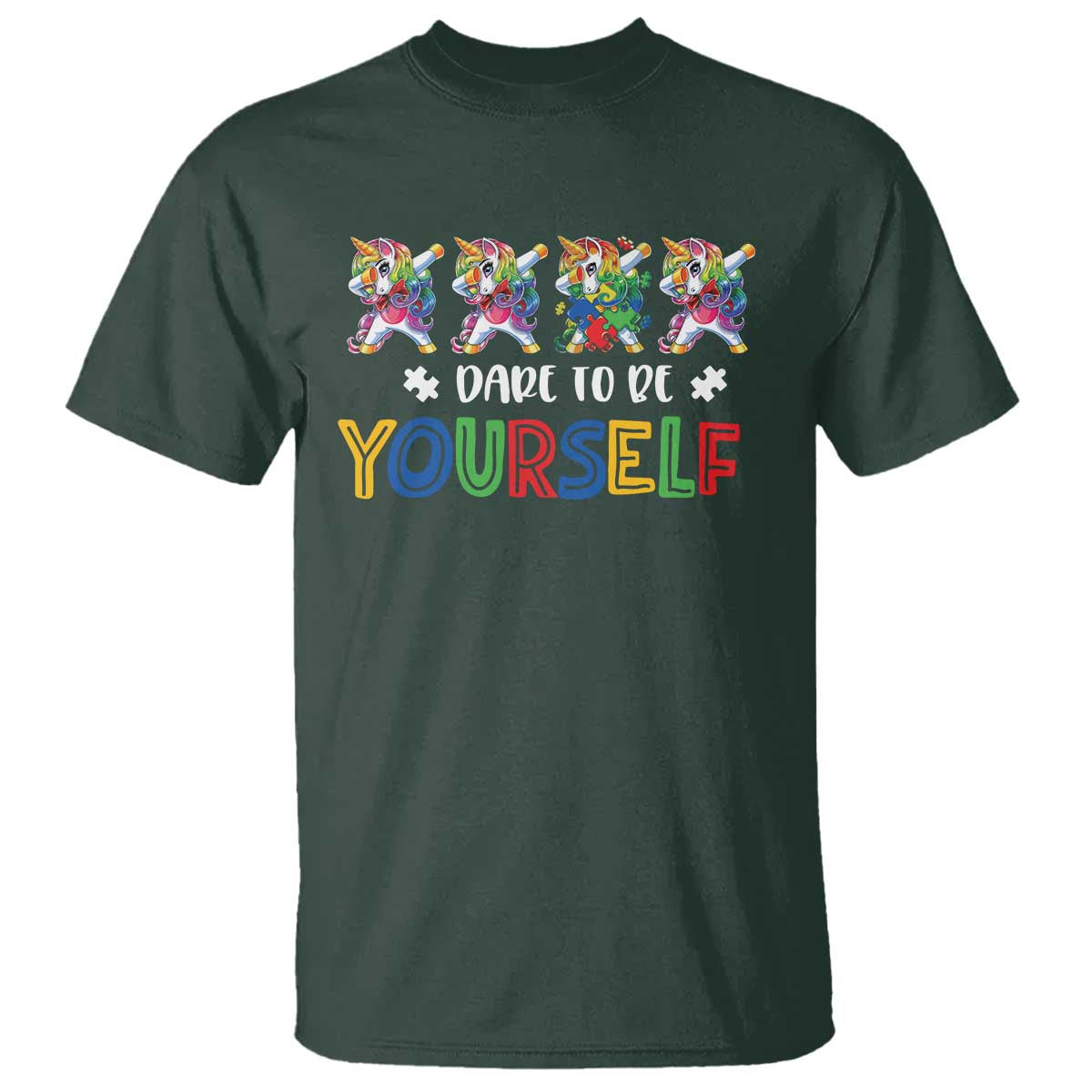 Funny Autism Support Dare To Be Yourself T Shirt Dabbing Unicorn