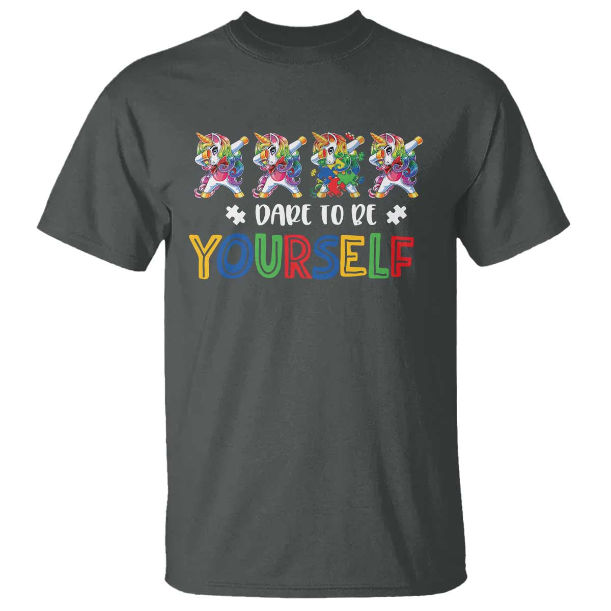 Funny Autism Support Dare To Be Yourself T Shirt Dabbing Unicorn