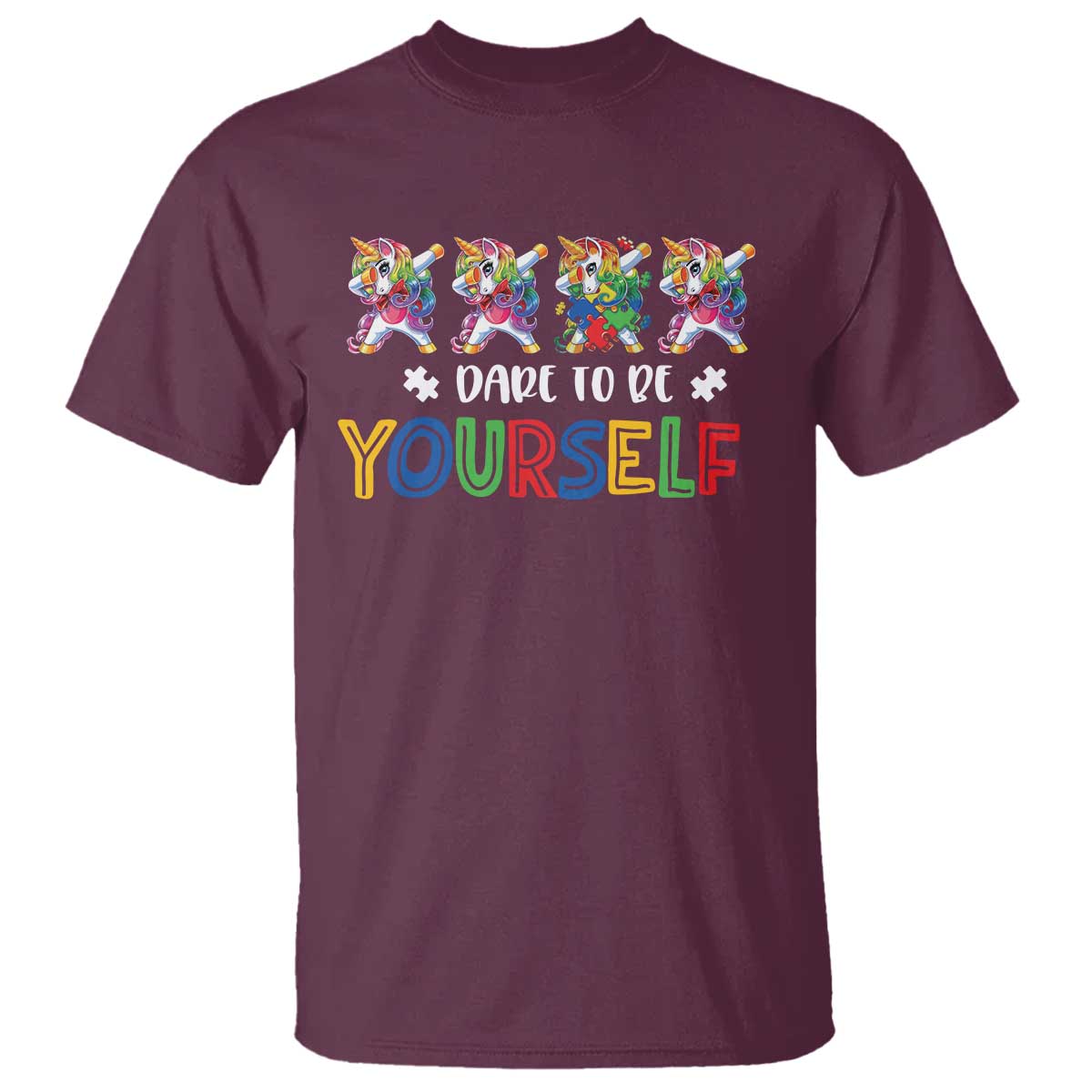 Funny Autism Support Dare To Be Yourself T Shirt Dabbing Unicorn