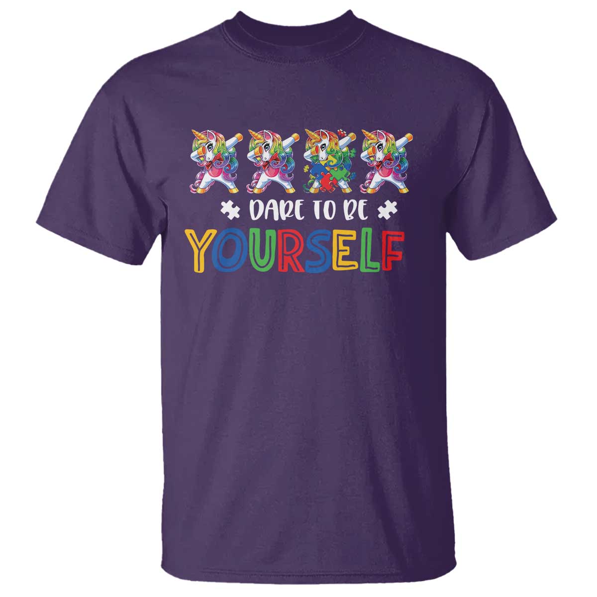 Funny Autism Support Dare To Be Yourself T Shirt Dabbing Unicorn