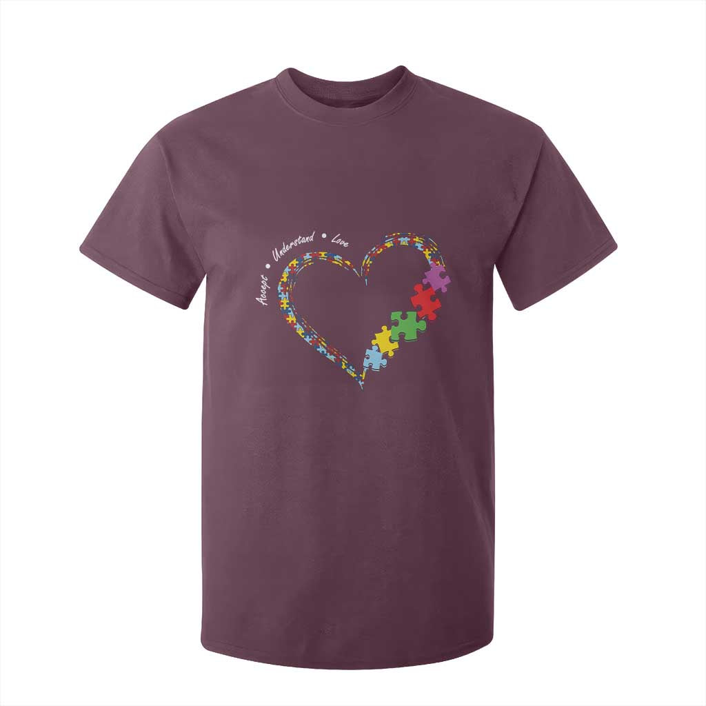Autism Support Accept Understand Love T Shirt For Kid Love Heart Puzzle Pieces