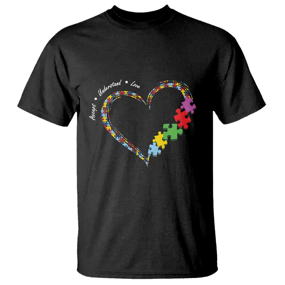 Autism Support Accept Understand Love T Shirt Love Heart Puzzle Pieces