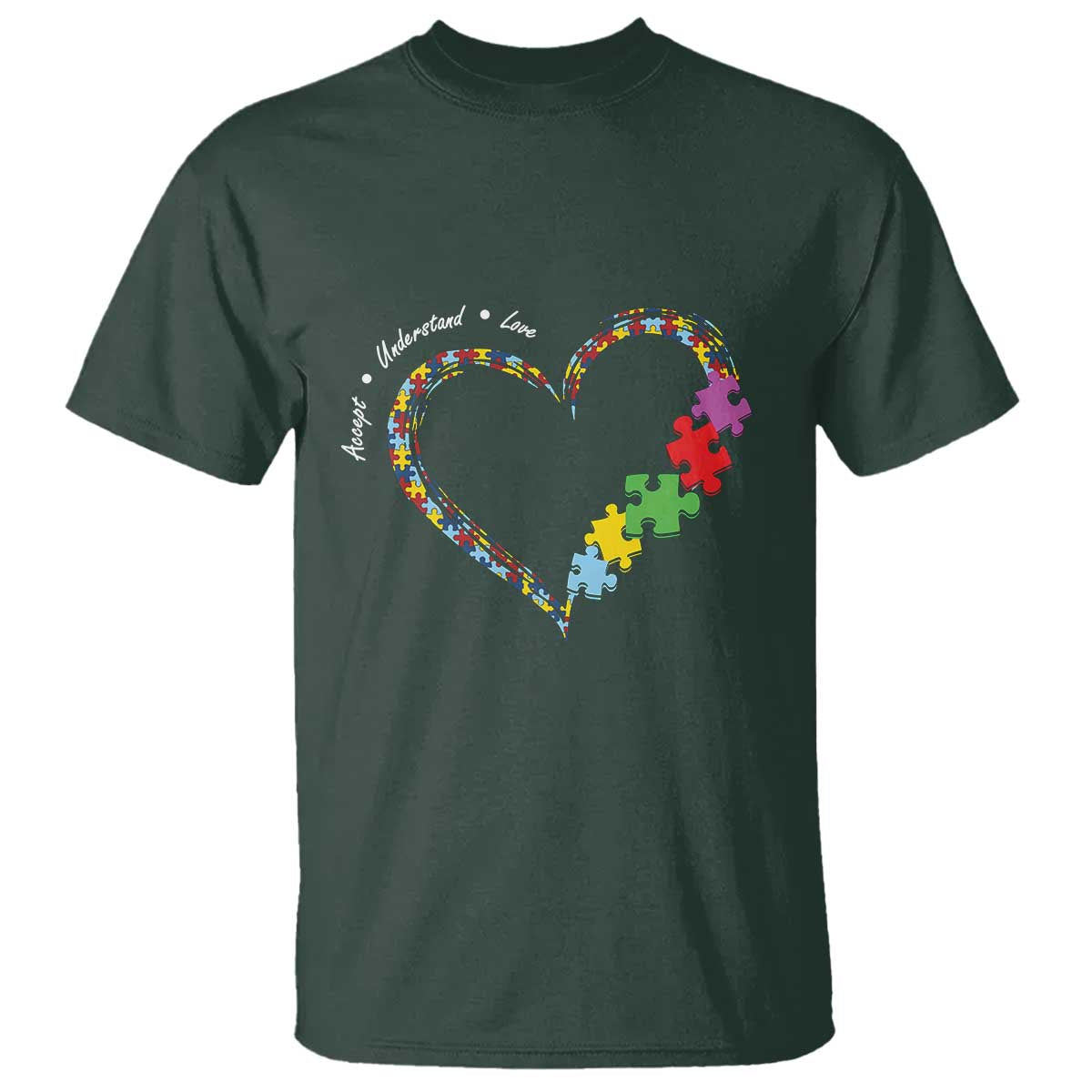 Autism Support Accept Understand Love T Shirt Love Heart Puzzle Pieces