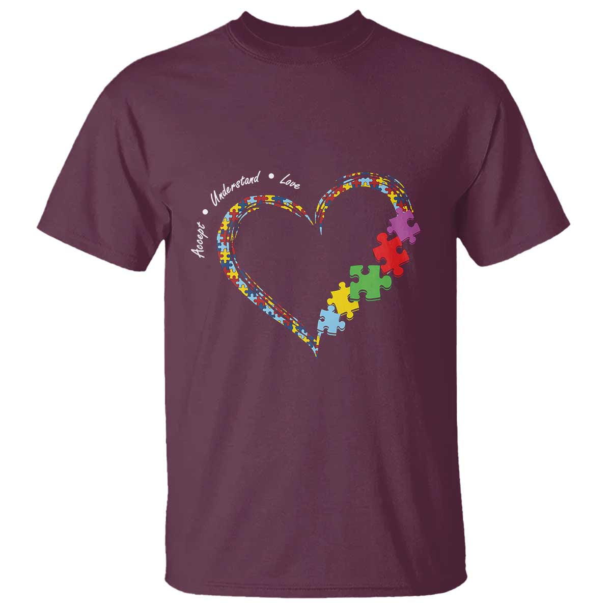 Autism Support Accept Understand Love T Shirt Love Heart Puzzle Pieces