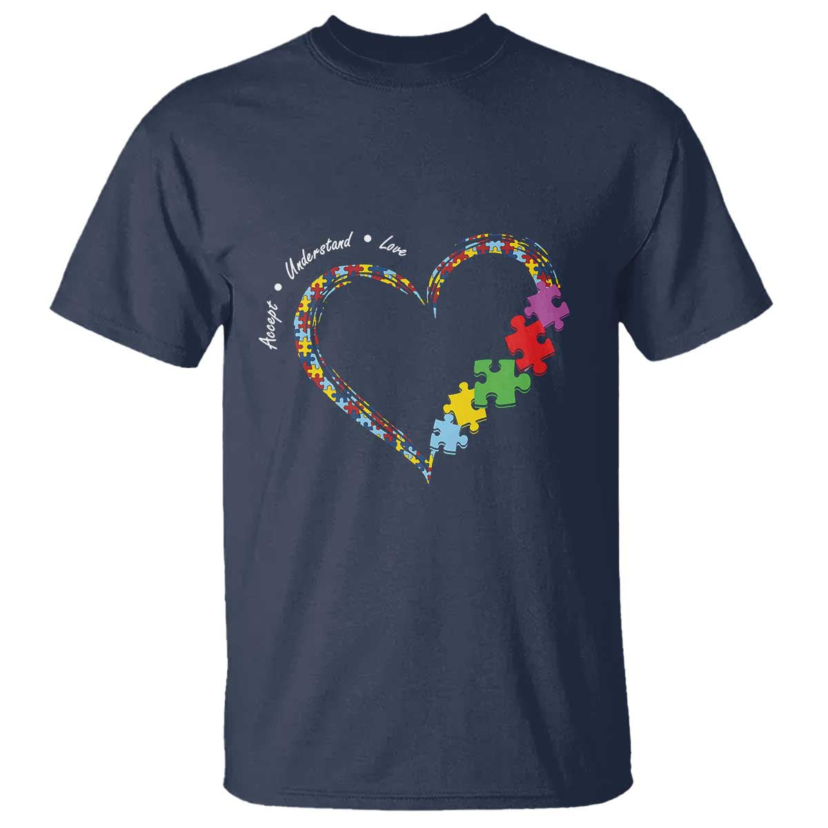 Autism Support Accept Understand Love T Shirt Love Heart Puzzle Pieces