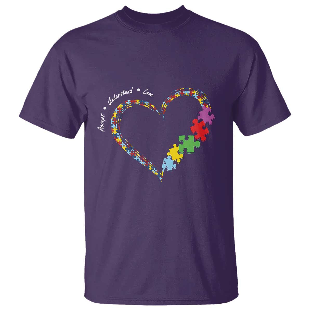 Autism Support Accept Understand Love T Shirt Love Heart Puzzle Pieces