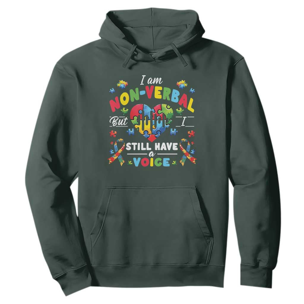 I Am Non Verbal But I Still Have A Voice Autism Support Hoodie Heart Puzzle