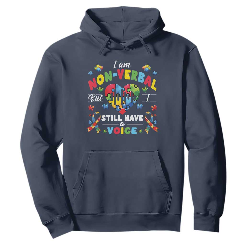I Am Non Verbal But I Still Have A Voice Autism Support Hoodie Heart Puzzle