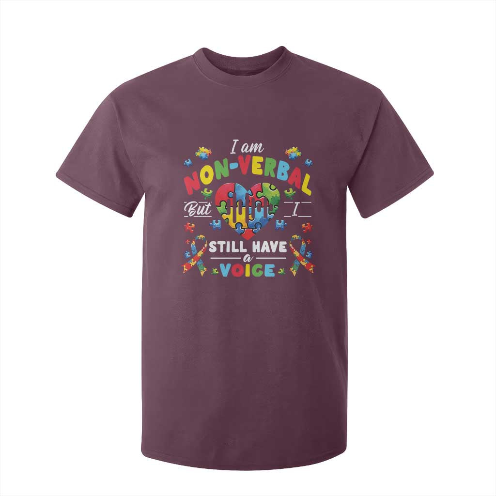 I Am Non Verbal But I Still Have A Voice Autism Support T Shirt For Kid Heart Puzzle