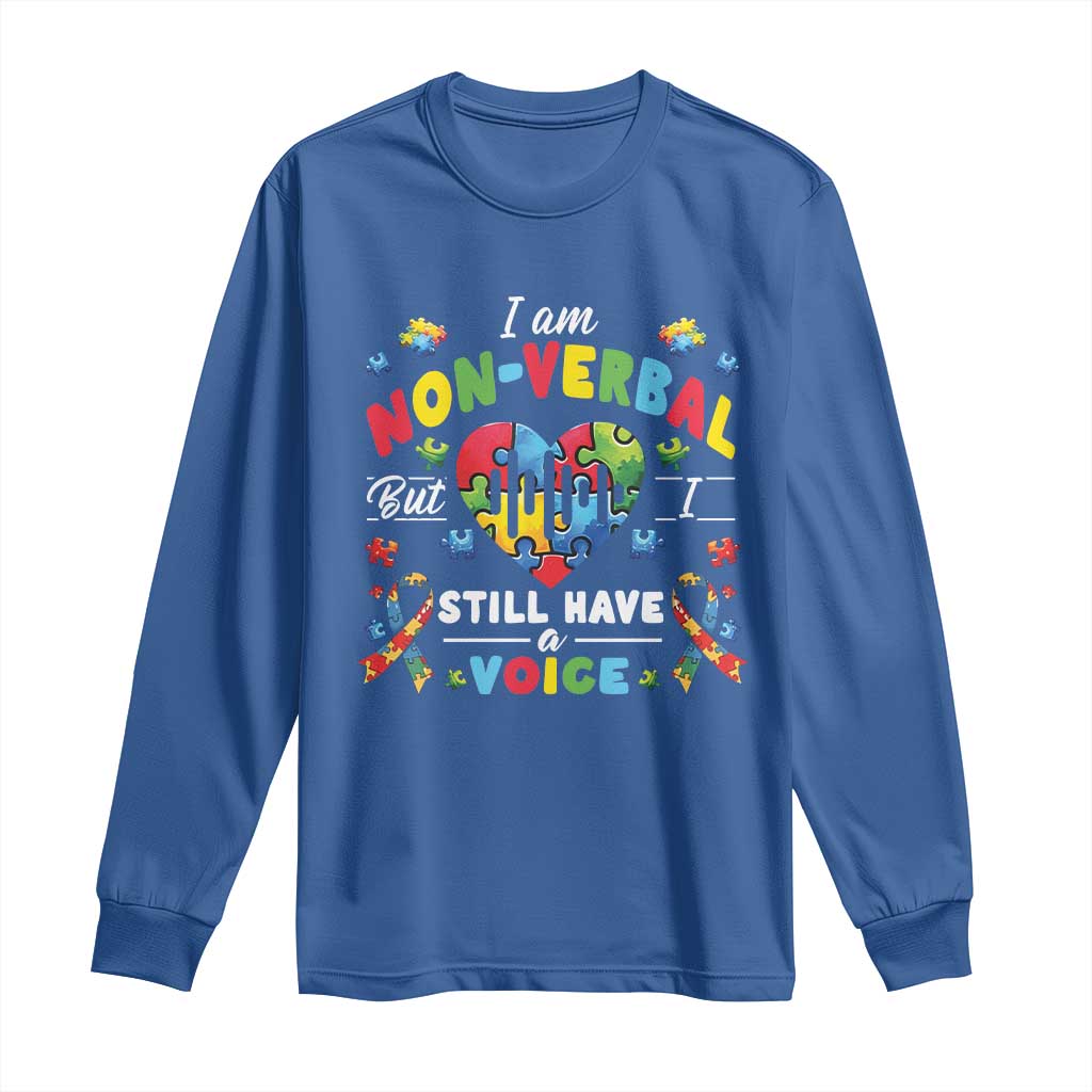 I Am Non Verbal But I Still Have A Voice Autism Support Long Sleeve Shirt Heart Puzzle