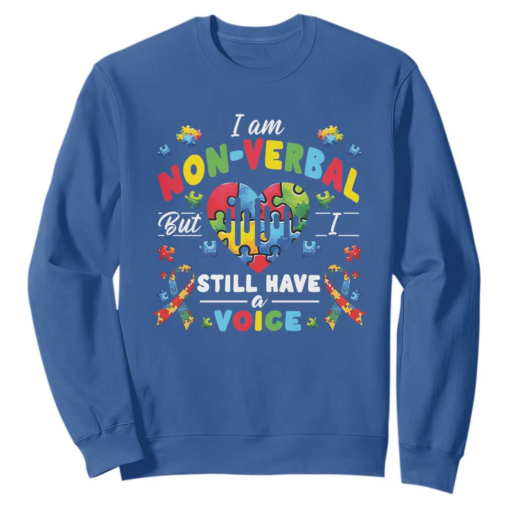 I Am Non Verbal But I Still Have A Voice Autism Support Sweatshirt Heart Puzzle