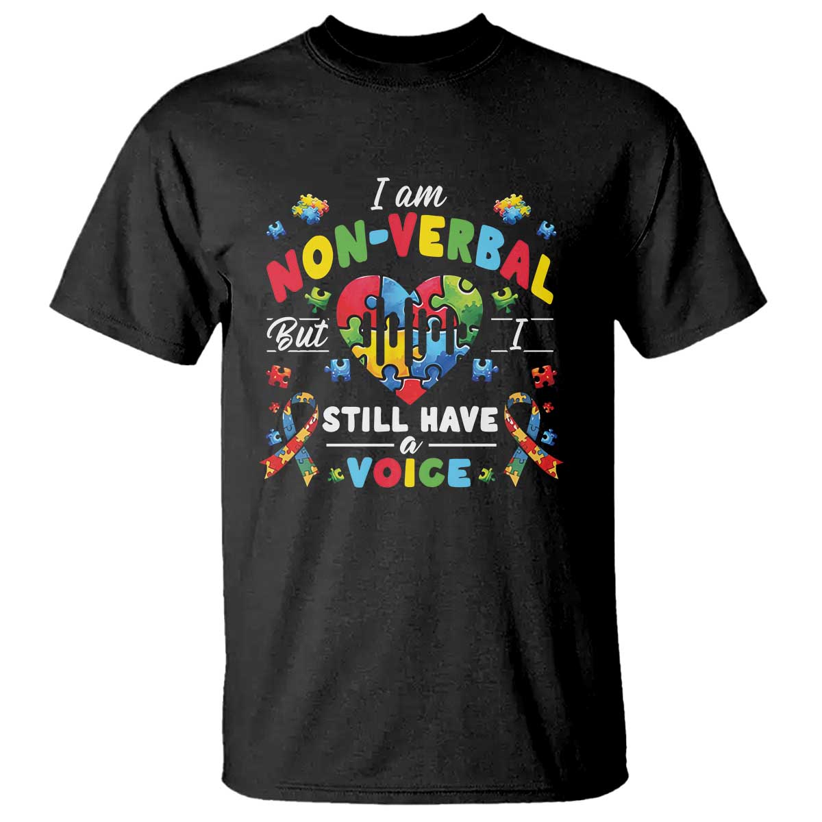 I Am Non Verbal But I Still Have A Voice Autism Support T Shirt Heart Puzzle