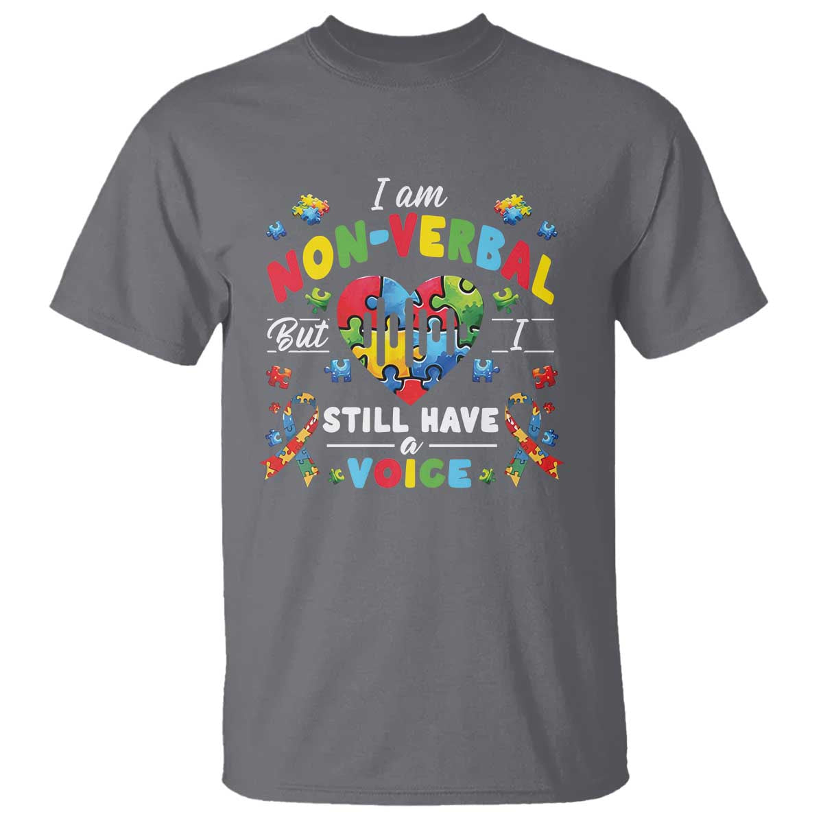 I Am Non Verbal But I Still Have A Voice Autism Support T Shirt Heart Puzzle
