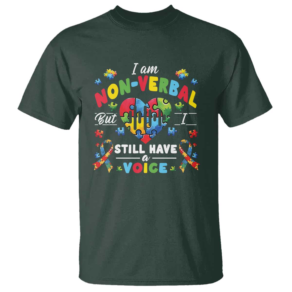 I Am Non Verbal But I Still Have A Voice Autism Support T Shirt Heart Puzzle