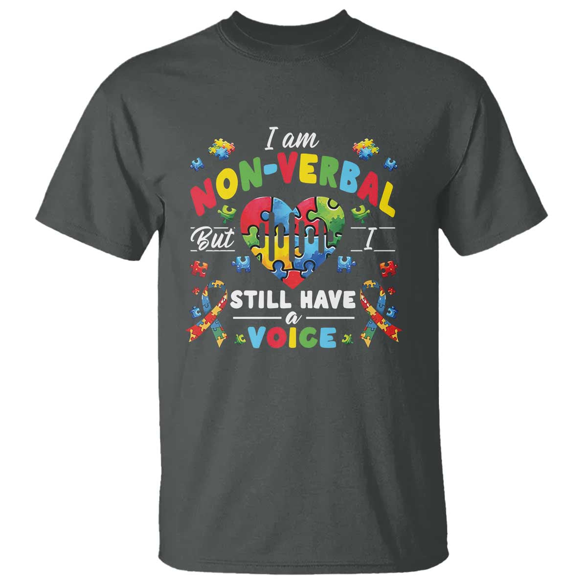 I Am Non Verbal But I Still Have A Voice Autism Support T Shirt Heart Puzzle