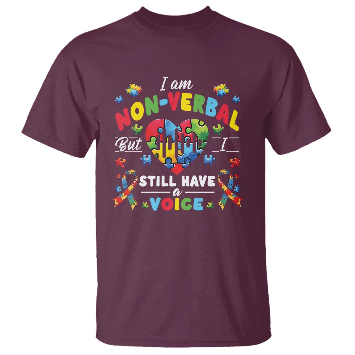 I Am Non Verbal But I Still Have A Voice Autism Support T Shirt Heart Puzzle