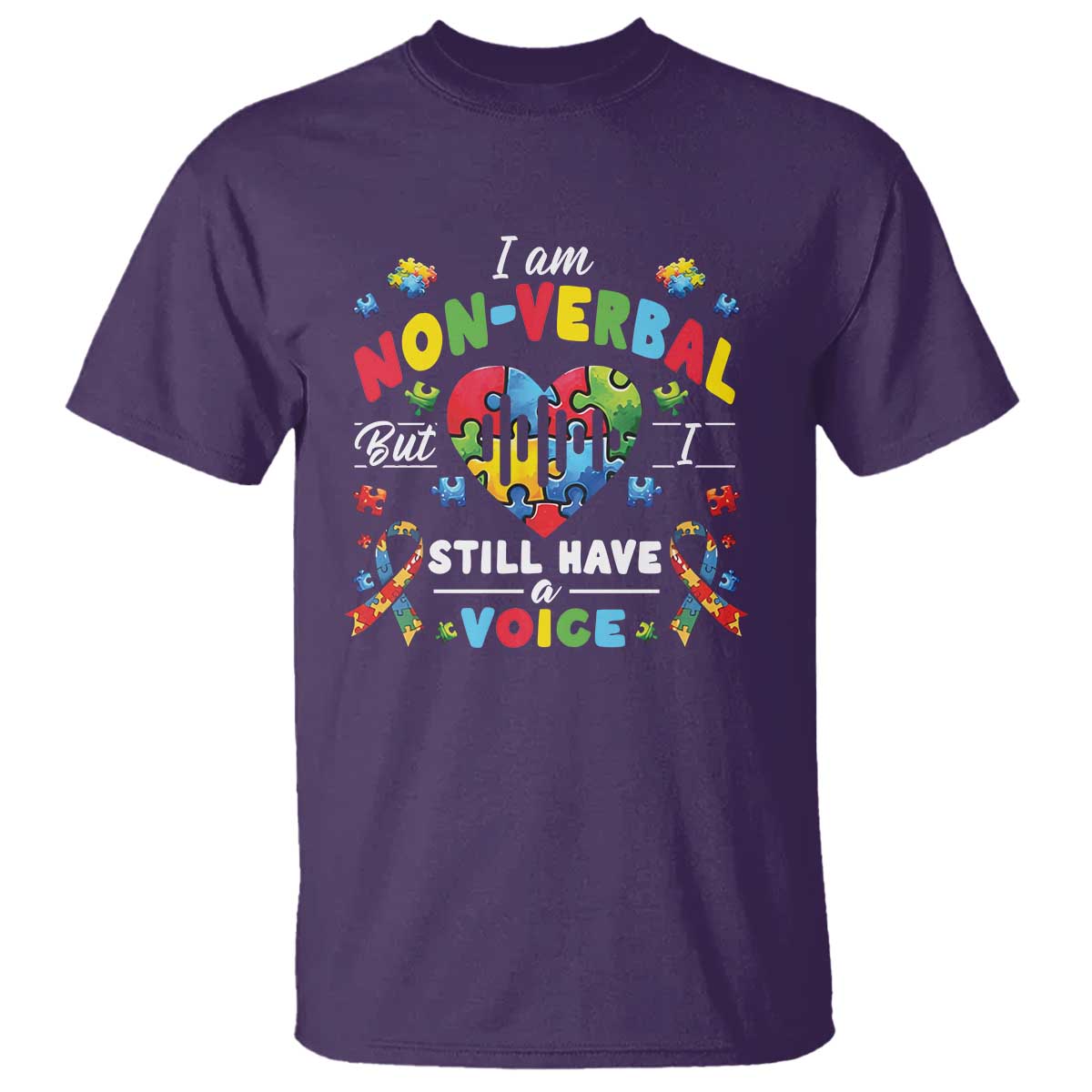 I Am Non Verbal But I Still Have A Voice Autism Support T Shirt Heart Puzzle