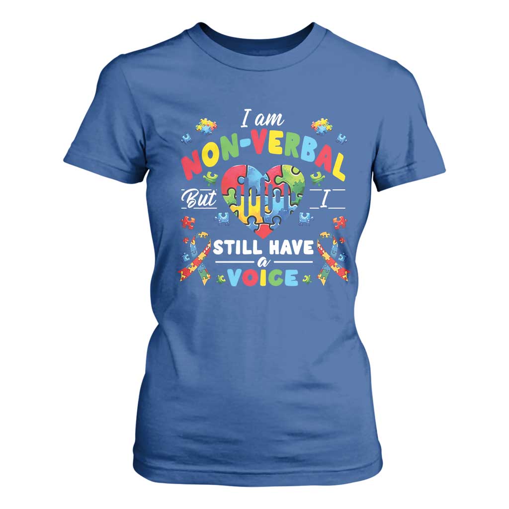 I Am Non Verbal But I Still Have A Voice Autism Support T Shirt For Women Heart Puzzle