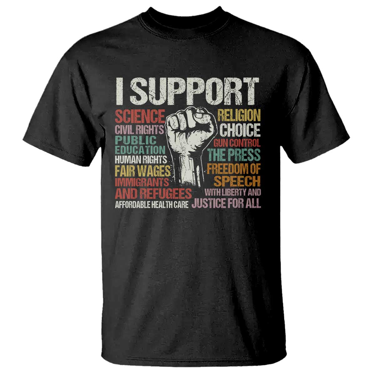 i-support-progressive-liberal-human-rights-t-shirt-vintage-hand-fist