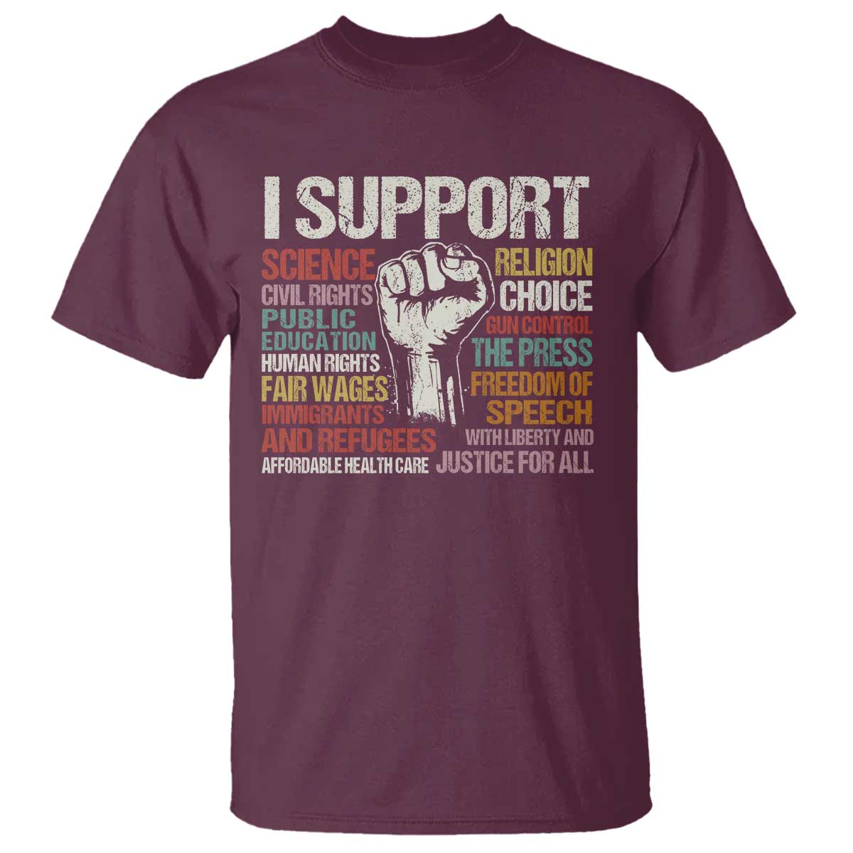 i-support-progressive-liberal-human-rights-t-shirt-vintage-hand-fist